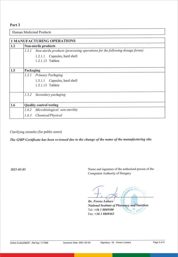 Certificate - EU GMP 2